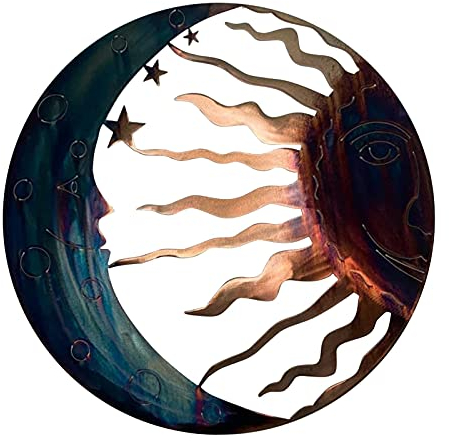 Chaies Wanddeko Sonne Mond Sterne Wandskulpturen Wandbild Innen Außen Garten Wandschmuck Wand Deko Dekoration, Sun Moon Wanddekoration Wasserdichtes Metall Home Anhänger Wandskulpturen