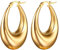 Flongo Ohrringe Gold Damen Creolen: Hoop Oval goldene rund Ohrstecker Groß Dick klobige Edelstahl Tropfen Glitzer Huggies charm chunky Reif Earrings Modeschmuck Geschenk für Frauen Mädchen
