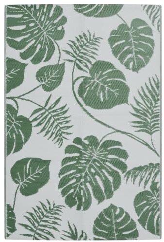 vidaXL Outdoor Teppich, Gartenteppich Beidseitig, Balkonteppich Terrassenteppich UV-beständig, Läufer Teppich für Balkon Terrasse, Grün 140x200cm PP