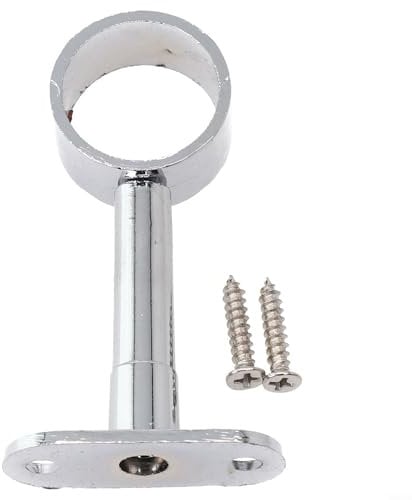 Schrankschienenstützen, rund, verchromt, Mittelstütze, Kleiderstange, Flanschsockel für Decke, Kleiderschrank, Halterung mit Schrauben (A)