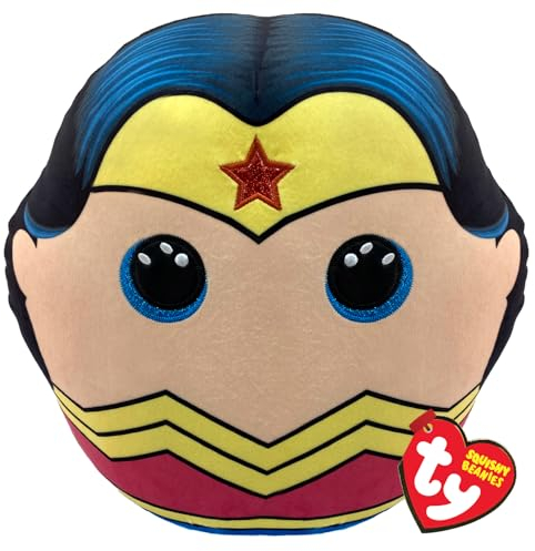 TY Wonder Woman Squishy Beanie - 10 Soft Plush Toy | Cuddly Collectible for Kids & Babies | Stuffed Teddy Plushies | DC Comics