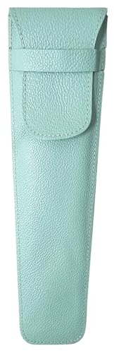 Space Home - Lüfterhalter mit Spange - Lüftertasche aus Leder - Handfächer, Fecher Sommer Hochzeit, Deko für Geburttag, Party, Wedding, Fotografie - Fächerhülle mit Spange - Faltbarer Fächer - Türkis