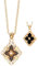 AOWVUTS Halskette Gold Damen 18K Vergoldet Vierblättriges Kleeblatt Halskette AAA Zirkonia Kette mit Zweiseitig Glücksbringer Anhänger Hypoallergen Halskette Blumen Schmuck (Schwarz)