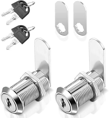 Shinsilur 2PCS Cabinet Lock with 2 Keys - 18mm Diameter Cam Lock for Cupboards, Drawers, Letterbox, Mailbox and Lockers (1, 16MM)