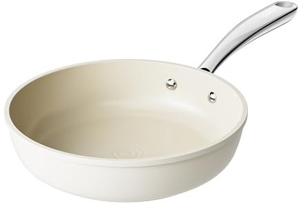Redchef Bratpfanne 20 cm Keramik Antihaft, Pfannen 20 cm Keramik-beschichtet für alle Herdarten, PTFE-frei PFAS-frei PFOA-frei, Induktionsgeeignet, Backofenfest, Spülmaschinenfest (Beige)