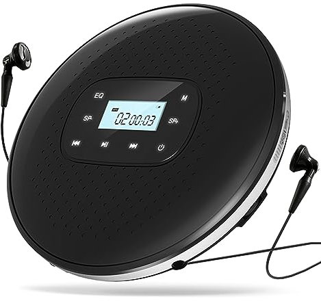 Joselin CD PortáTil Recargable Pantalla TáCtil Inteligente Reproductor de CD Pantalla Digital Altavoz EstéReo para Estudiantes Negro