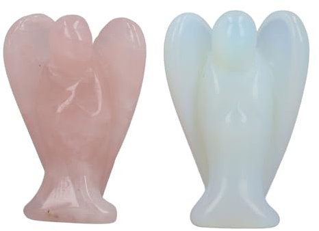 Crystal Angel Opalit Rose Quarz Taschen Guardian Angel Statue Spirituelle Hilfe Meditation Kristallheilung einzigartiges Design