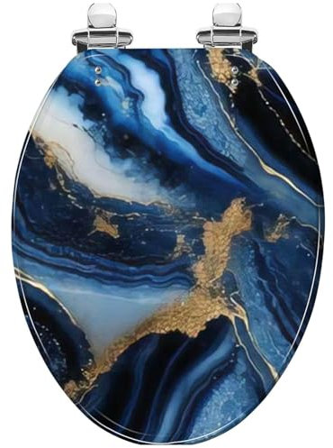 Serenitison Resin Toilet Seat,Universal Toilet Seat,Quiet Slow Close Bathroom Toilet Lid,Thicken Toilet Seat Cover,Colored Toilet Seat,Anti Shatter,Equipped With Stainless Steel Hinges,43 * 36cm