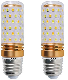 HUAMu Tricolor E27 9W LED Maiskolben Lampen, 3-Farbwechsel Leuchtmittel, für Kronleuchter Home Lighting Decor,nicht dimmbar,AC 220-240V,2 Stücks