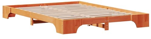 vidaXL Bettgestell Wachsbraun 140 x 200 cm Massivholz Kiefer, Moderne Schlafstation, Flexibles Bettgestell für das Schlafzimmer, stilvolle Rahmen, stabile Struktur für entspannte Nächte