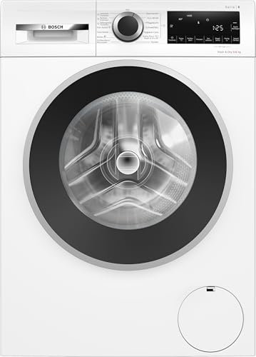 Bosch WNG24442 Waschtrockner Serie 6, 6-9 kg Fassungsvermögen, 1400 UpM, Iron Assist, EcoSilence Drive, AntiVibration Design, Fleckenautomatik, Wash & Dry 60’, Hygienecare, Dampfglättung, Weiß