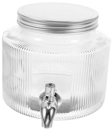 CIYODO Dispensador De Agua De Cristal 2.8l Grifo De Acero Inoxidable, Contenedor Para Nevera, Apto Para Jugos y Bebidas Frías, Adecuado Para Uso Familiar y Camping