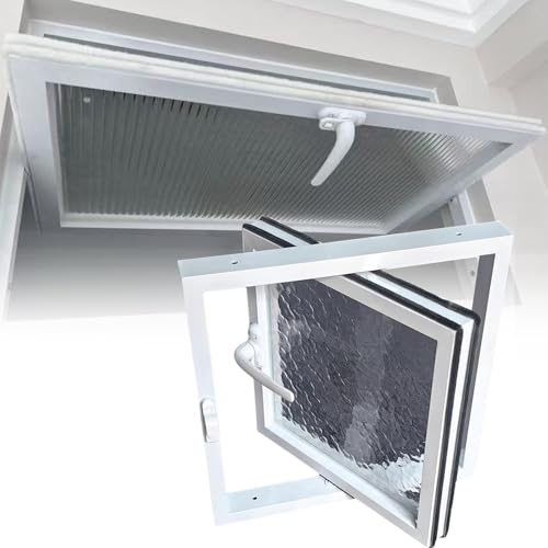 ZXHKZDX Kellerfenster Kunststofffenster Weiß, Rechteckig Dachfenster, Wasserwellen Lüftungsfenster for Spielhäuser Hühnerställe Gewächshäuser Garagen(White/A,27.6X27.6IN/70X70CM)