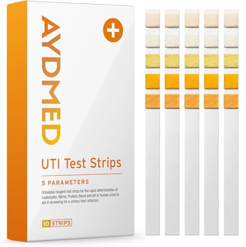 10 x AYDMED 5-in-1 Harnwegsinfekt-Teststreifen | Urinteststreifen zur Selbstdiagnose von Harnwegsinfektionen | Nachweis von Leukozyten, Nitrit, Protein, Blut & pH
