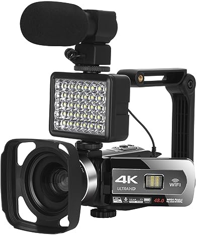 ZGJIAJU 4K WIFI Camcorder UHD Digital Web Cameras For Photography 18X Zoom Auto Focus Video Recorder(128G SD Card,Outfit 2)