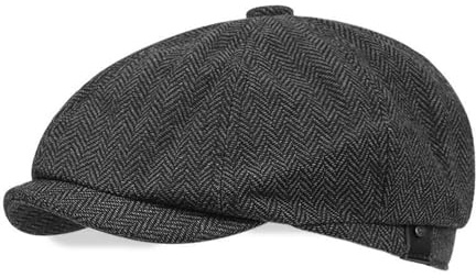 NLAND Unisex Schiebermütze Newsboy Mütze Tellermütze 8 Panel Barett Cap Fischgräten Tweed Retro Baker Boy Mütze Gatsby Cap