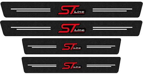 MINGCHUO 4 Stück ST Line Auto Einstiegsleisten Schutzfolie Kohlefaser Türschweller Aufkleber für Ford Focus Escape Ecosport Kuga F150 Auto Tür Schritt Platte Abdeckung Lackschutzfolie Red ST-Line