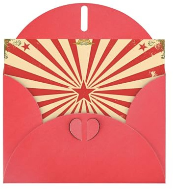 Vintage Zirkus Hintergrund Druck Grußkarten-Set mit blanko Innenseite - Elegante rote Perlpapier Notizkarten & passende Umschläge