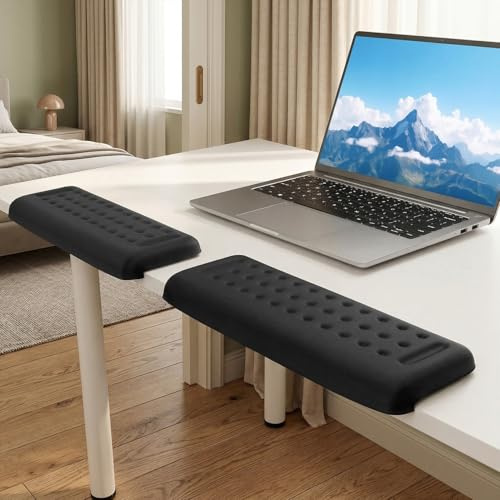 QWORK® 2er Set Ergonomische L-förmige Armauflage für Schreibtischkante, Memory-Schaum – Komfortable Handgelenk- und Ellbogenauflage