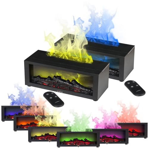 Carlo Milano Humidifier: 2er-Set Aroma-Diffusor-Kamin, 7-farbige Beleuchtung und Flammen-Effekt (LED Kamin Deko, Mini-LED, 3D)