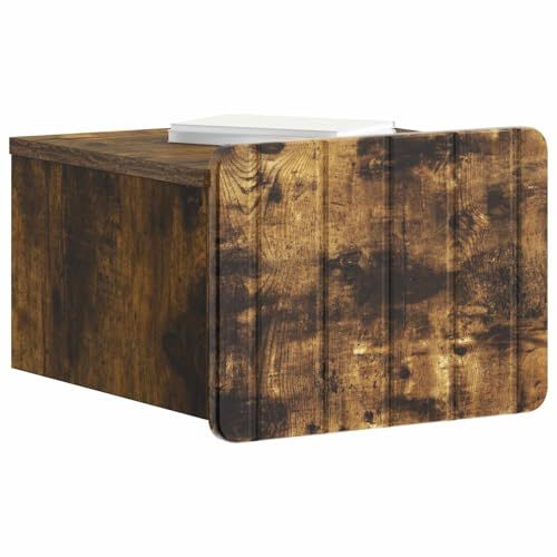 vidaXL Wandmontierter Nachttisch Geräucherte Eiche 33 x 34,5 x 24 cm, Vintage rechteckiger Wandschrank, viel Stauraum für Wohnzimmer, stylische minimalistische Schlafzimmerregale