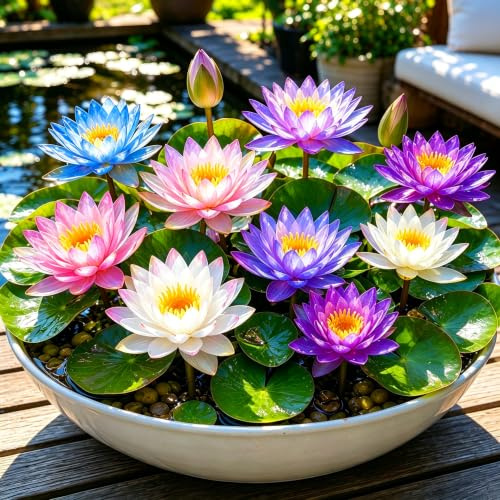 Seltene und farbenprächtige Seerosen (zur Kultivierung) – hohe Keimrate und einfach zu kultivieren,ideal für Teiche, Aquarien, Wasserlandschaften und als Geschenk-10Stk.-C