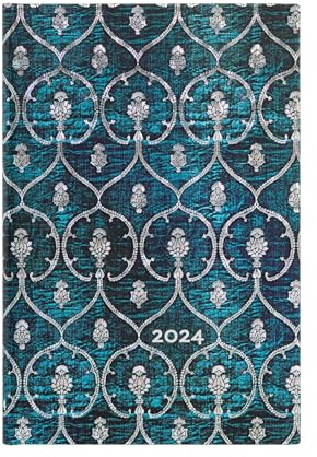 Paperblanks 12-Monatskalender 2024 Samtblau | Vertikal | Mini (95 × 140 mm)