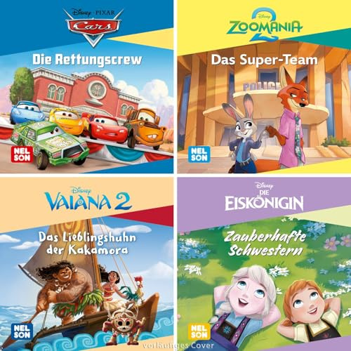 4er-Set Maxi-Mini 62: Disney: Vier kleine Vorlesebücher ab 3 Jahren mit neuen Geschichten von Zoomania 2, Vaiana, der Eiskönigin und Cars (Nelson Maxi-Mini)