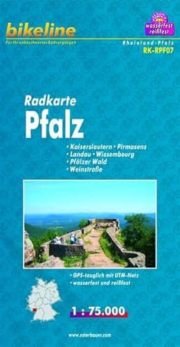 bikeline Radkarte Pfalz: Kaiserslautern - Pirmasens - Landau - Wissembourg - Pfälzer Wald - Weinstraße, RK-RPF07. 1:75.000, wasserfest/reißfest, GPS-tauglich mit UTM-Netz
