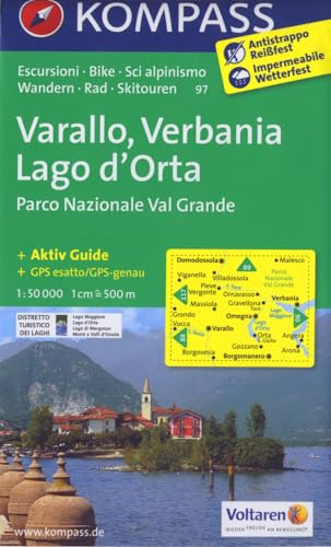 Varallo, Verbania, Lago d'Orta, Parco Nazionale Val Grande: Wanderkarte mit Aktiv Guide, Radrouten und alpinen Skirouten. Dt. /Ital. GPS-genau. 1:50000 (KOMPASS Wanderkarte, Band 97)