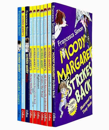 Horrid Henry Francesca Simon 10 Books Collection Set (Moody Margaret Strikes Back,Cannibal Curse,All Time Favourite Joke Book,Wakes The Dead,Nightmare,Horrid Joke Book,Krazy Ketchup & More)