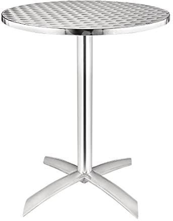 Bolero Runder Klapptisch für den Innen- und Außenbereich Café Restaurant Bar Bistro Terrassentisch 600mm, Aluminiumgestell, Edelstahlplatte, Terrassentisch, Abmessungen: 720(H) x 600(D) mm, U423