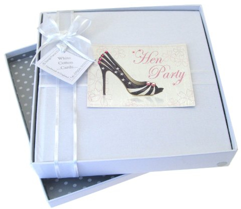 White Cotton Cards Fotoalbum für Junggesellinnenabschiedsparty, mittelgroß, Design schwarzer Schuh