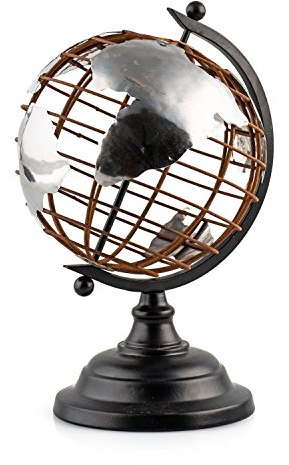 Globus Terra aus Metall | Tischglobus im edlen Design, 25 cm Höhe | Dekorative Weltkugel mit Liebe zum Detail