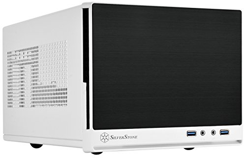 SilverStone SST-SG13WB-Q - Sugo Boîtier PC cube compact Mini-ITX, Panneau frontal en plastique avec un fini en faux aluminium, noir et blanc