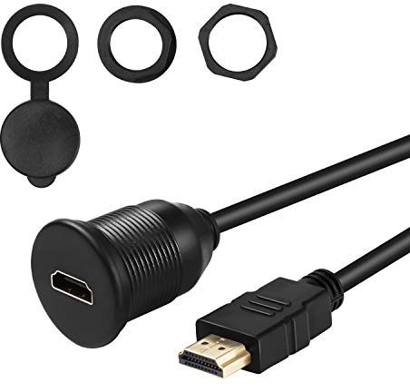 baolongking HDMI Mâle à Femelle Voiture Mont Flush Extension Câble Camion Bateau Moto Dashboard Flush Mount Avec Panneau De Montage - 1 mètre