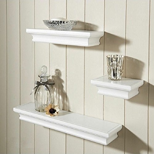 AHDECOR Wandregal 3er Set Schweberegale, Unsichtbare Montage, Lagerregale für Bücher, Fotorahmen,Toppflanze Weiß