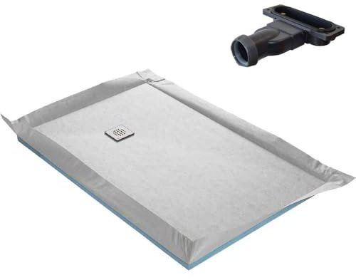 Receveur de douche à carreler ultra plat + natte étanche + siphon ultra plat - 150 x 100 cm x 22 mm