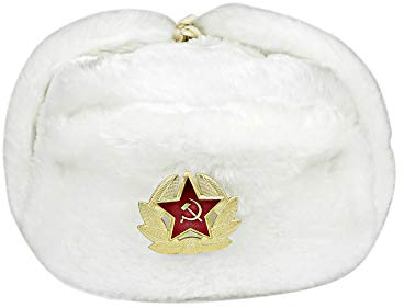 Heka Naturals Sowjetische Winterstilmütze | Kunstpelz Ushanka mit Ohrenklappen & Dekorativen Militärischem Pin - Perfekt für Lange, Kalte Winternächte, Vintage-Mode, Angeln & Ski-Hut, Geschenkidee