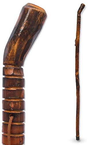RMS Natural Wood Walking Stick, (Grooved Handle, 48 Inch)