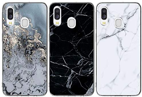 DeirCase 3 Packs Hülle kompatibel für Samsung Galaxy A40 Hülle, Ultradünn Matt Marble TPU Phone Case Handyhülle Schutzhülle Silikon Bumper Schutz Tasche Schale Antikratz Backcover*3