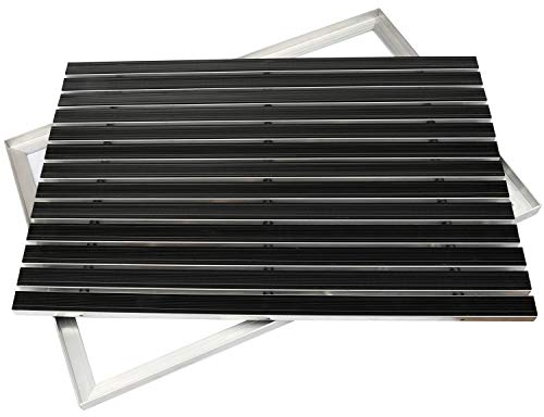 Desan | Alu Fußmatte Ultra Mat | 40 x 60 cm | 22mm Aluminium Fußabtreter für Außen und Innen | Türmatte für die Haustür | Alu Rahmen | Schmutzfangmatte in 3 Größen | Schwarz | Gummi