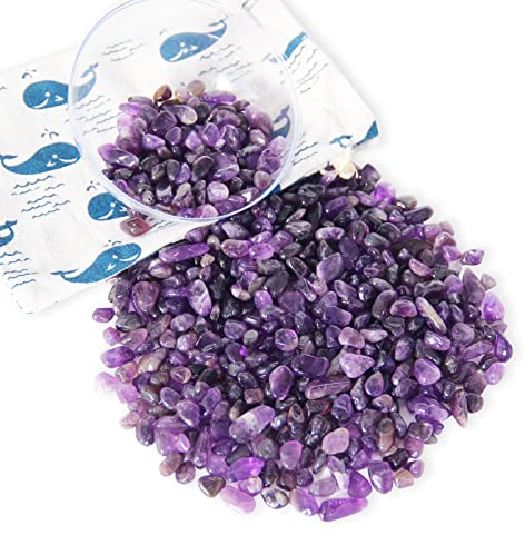 500 Gramm Amethyst Trommelsteine, Mini Amethyst Edelsteine Ladesteine Granulat/Mini Chips, Amethyst Heilsteinen, In einer Geschenkbox verpackt