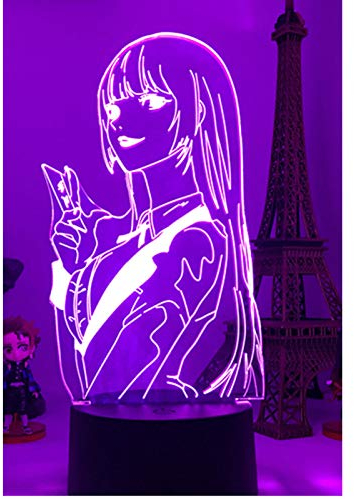 Lampada notturna smart 3D con motivo dell'anime Kakegurui Compulsive Gambler con Yumeko Jabami, luce notturna per bambini, per camera da letto, ideale come decorazione