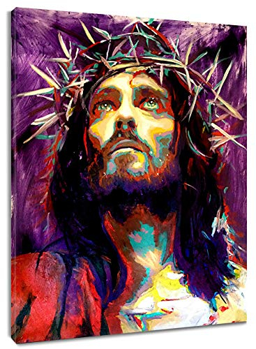 HVEST Jesus Christus Wandbild auf Leinwand, abstraktes Gemälde für Schlafzimmer, Wohnzimmer, Badezimmer, fertig zum Aufhängen, 30,5 x 40,6 cm