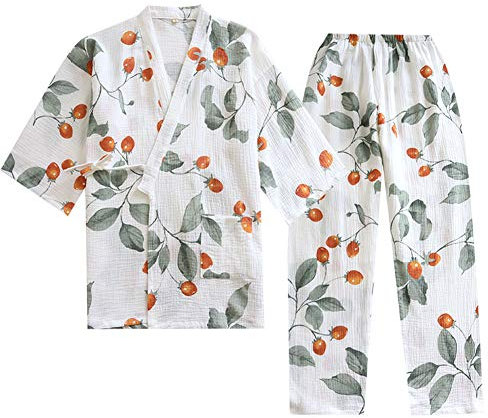 OWLONLINE Costume de Pyjama Kimono Japonais pour Femme en Pur Coton Taille L A32