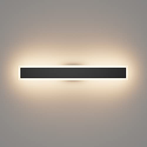 Klighten 20W Lange Wandleuchte Aussen LED 60CM Außenwandleuchten IP54 Warmweiß 3000K Außenlampe Schwarz Wandlampe für Garten Terrasse Garage Schlafzimmer Wohnzimmer, Schwarz