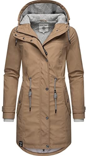 Peak Time Damen Regenjacke Regenmantel Jacke wasserdicht mit Kapuze L60042 Beige22 Gr. L