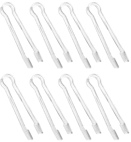 Prasacco Lot de 8 mini pinces de service en plastique transparent de 16,3 cm pour buffet, sucre, glace, thé, café, petite cuisine, cuisine, cuisine, nourriture, salade, bonbons, fête, apéritifs