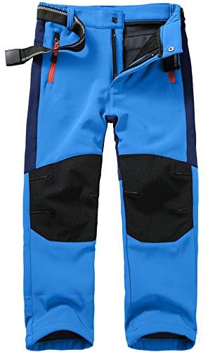 yeyity Kinder Softshellhose Skihose Gefüttert Cargohose Wasserdicht Thermohose Jungen Mädchen Schneehose Winter Outdoorhose Wanderhose(16010,Light Blue,M)